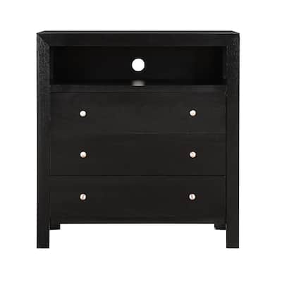 3-Drawer Wooden TV Media Chest - 36" - Black