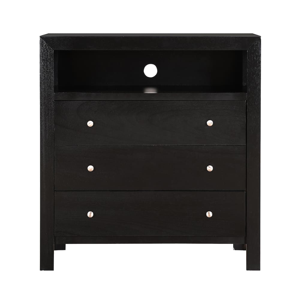 3-Drawer Wooden TV Media Chest - 36" - Black