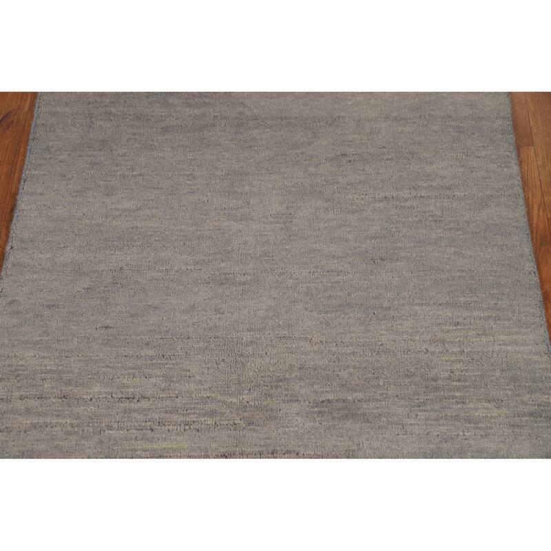 Hand Knotted Oriental 100% Wool Carpet Modern Modern Greys & Charcoal Gabbeh Area Rug - 4' 0'' X 2' 7''