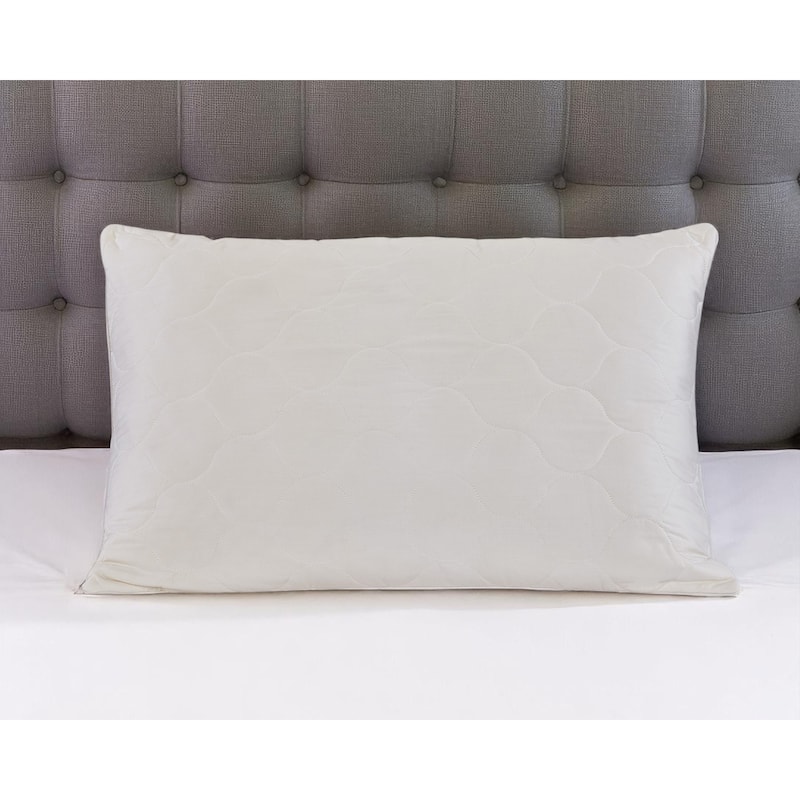 HomeRoots Cotton Wool Hypoallergenic King Size Bed Pillow - Ivory - Soft - King