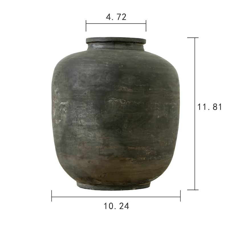 Artissance 11.8"H Medium Earthy Gray Ceramic Indoor Outdoor Pottery Vase, Home and Garden Decor