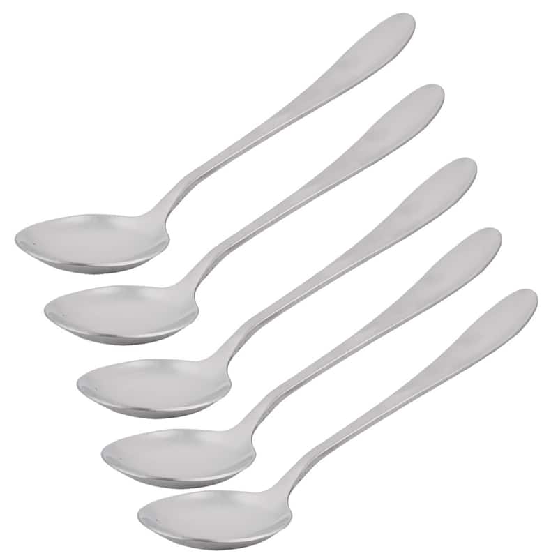Stainless Steel Round Kitchen Table Soup Serving Spoon Scoop 5 PCS - 7.4" x 1.9"(L*Max.W)
