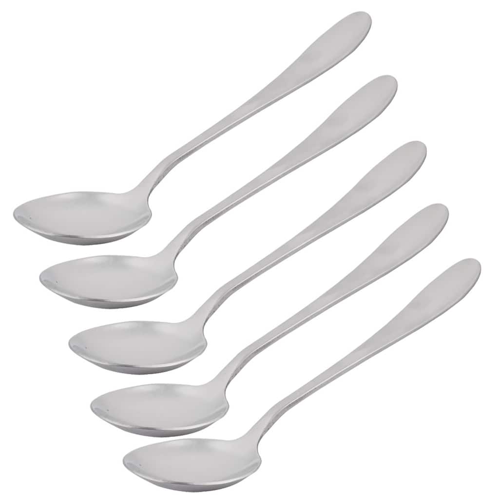 Stainless Steel Round Kitchen Table Soup Serving Spoon Scoop 5 PCS - 7.4" x 1.9"(L*Max.W)