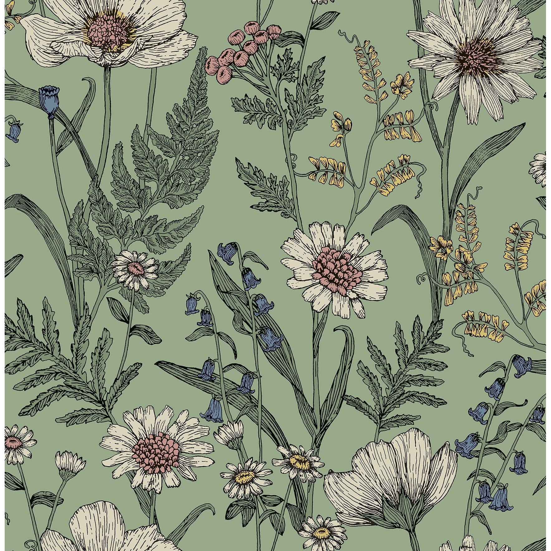 Fine Decor Arden Sage Wild Meadow Wallpaper