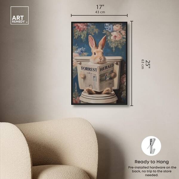 dimension image slide 11 of 24, Rabbit in Garden Toilet Bathroom Wall Art Canvas Print by Art Remedy
