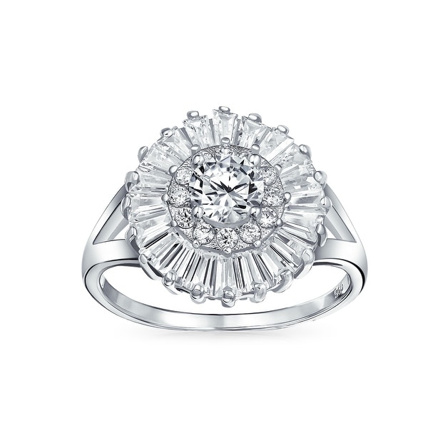 1CT Baguette Halo AAA CZ Solitaire Engagement Ring Sterling Silver. Opens flyout.