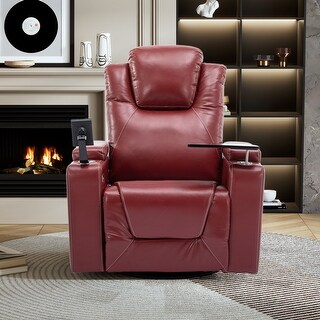 PU Leather Recliner with Surround Sound, Tray Table, and Hidden Storage ...