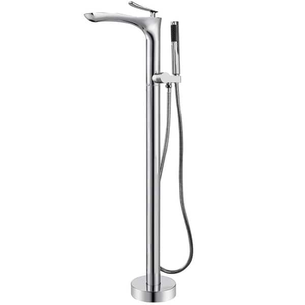 slide 2 of 8, SevenFalls 8047 Single Handle Floor Mounted Tub Filler with Handheld Shower Polished Chrome