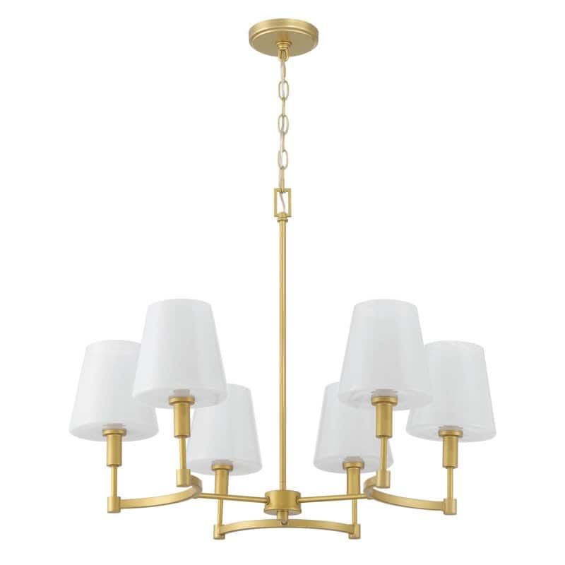 Acroma - 6 Light Gold Steel & Glass Dimmable Classic / Traditional Chandelier
