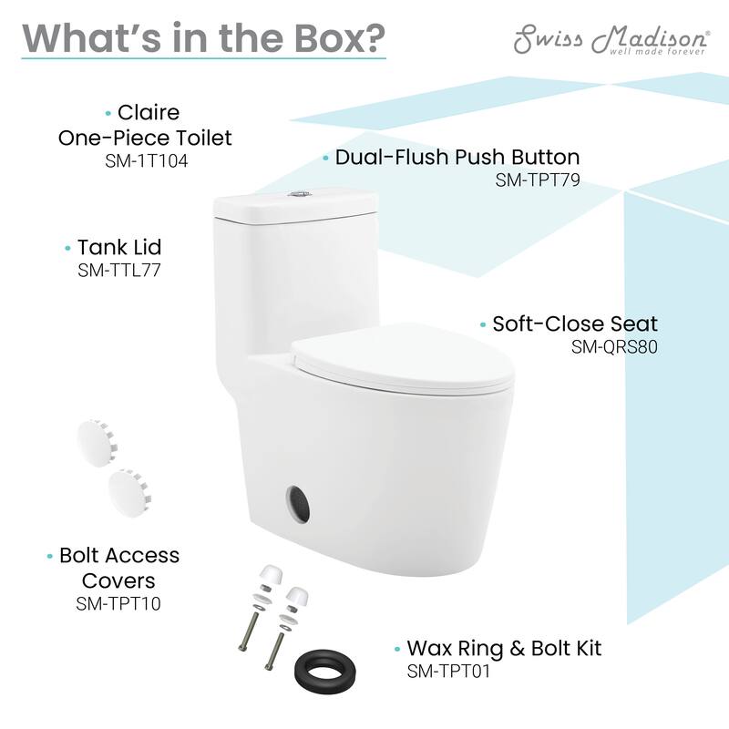 Claire One-Piece Elongated Toilet Dual-Flush 1.1/1.6 gpf