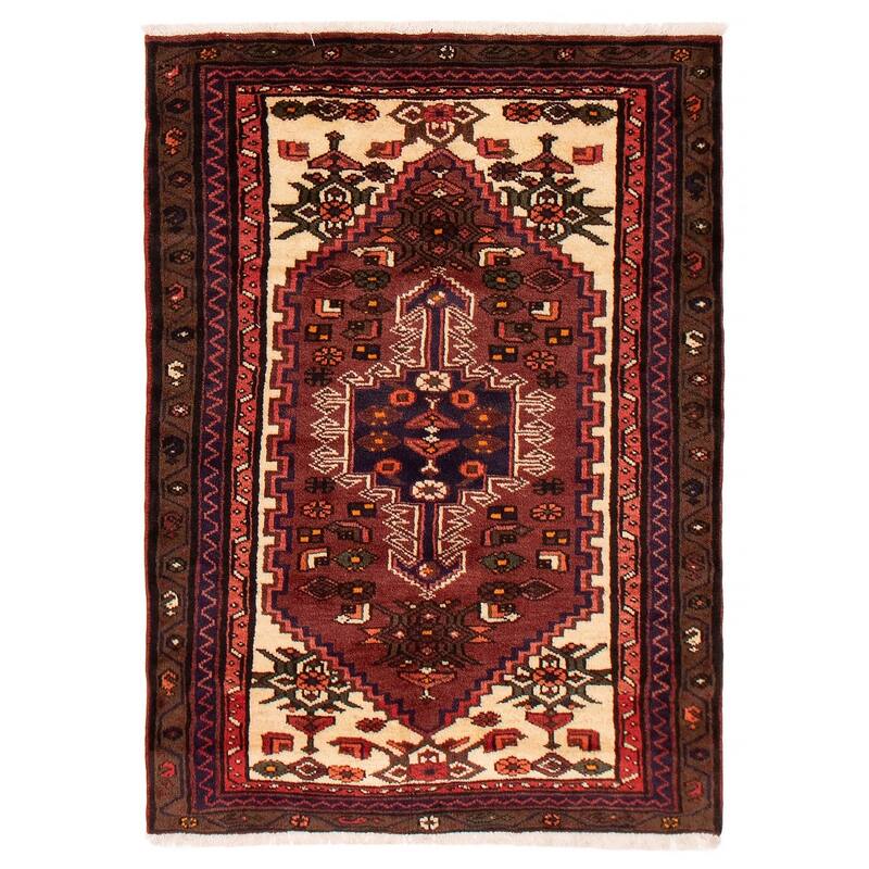 ECARPETGALLERY Hand-knotted Andelz Red Wool Rug - 3'3 x 4'7 - Dark Red - 3'3 x 4'7