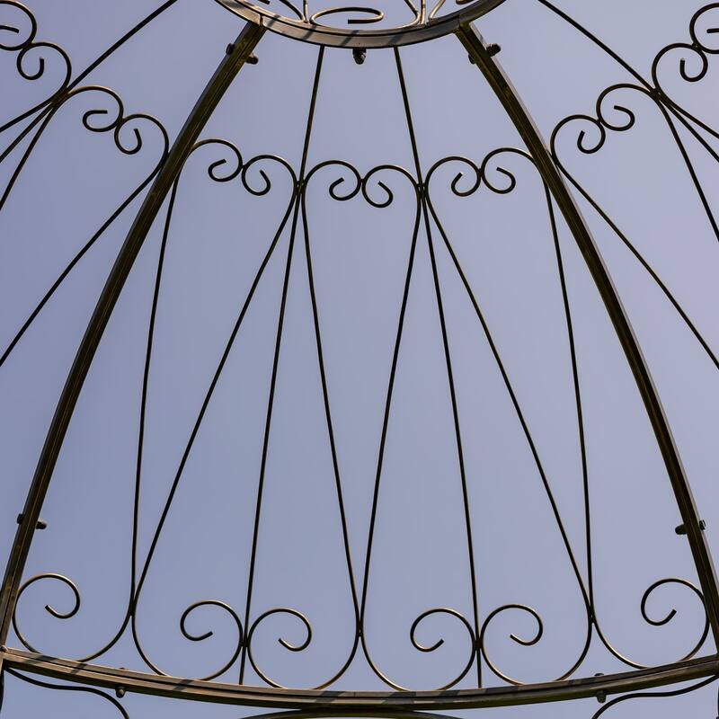 Round Iron Garden Gazebo with 3 Side Walls