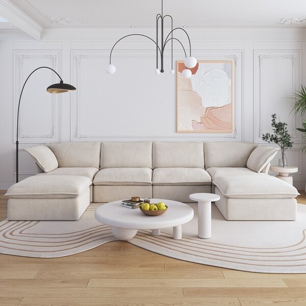 162'' Large Modular Sectional Sofa with 2 Ottomans - On Sale