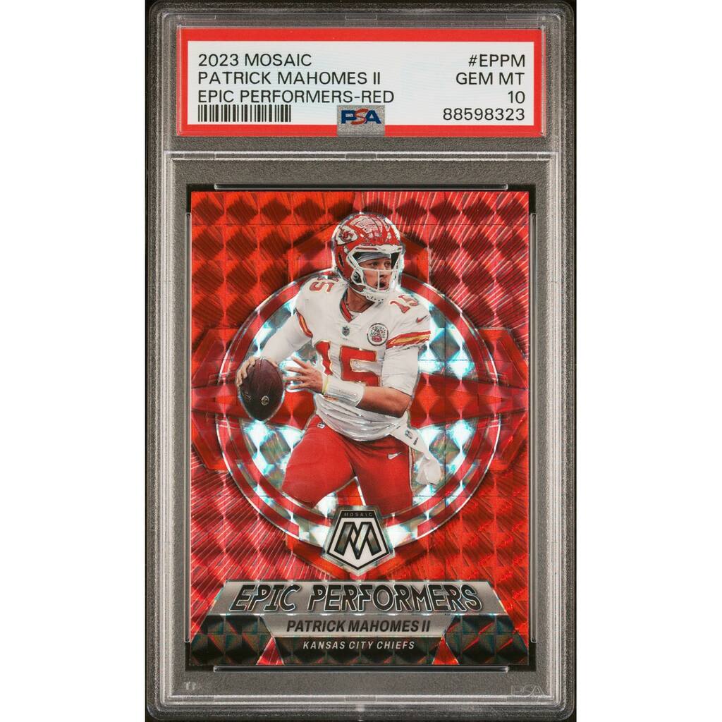 Patrick Mahomes 2023 Panini Mosaic Epic Performers Red Card #EPPM Graded PSA 10 - 8'6" x 11'6"