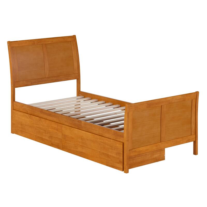AFI Portland Solid Wood Platform Bed with Matching Footboard and Storage Drawers