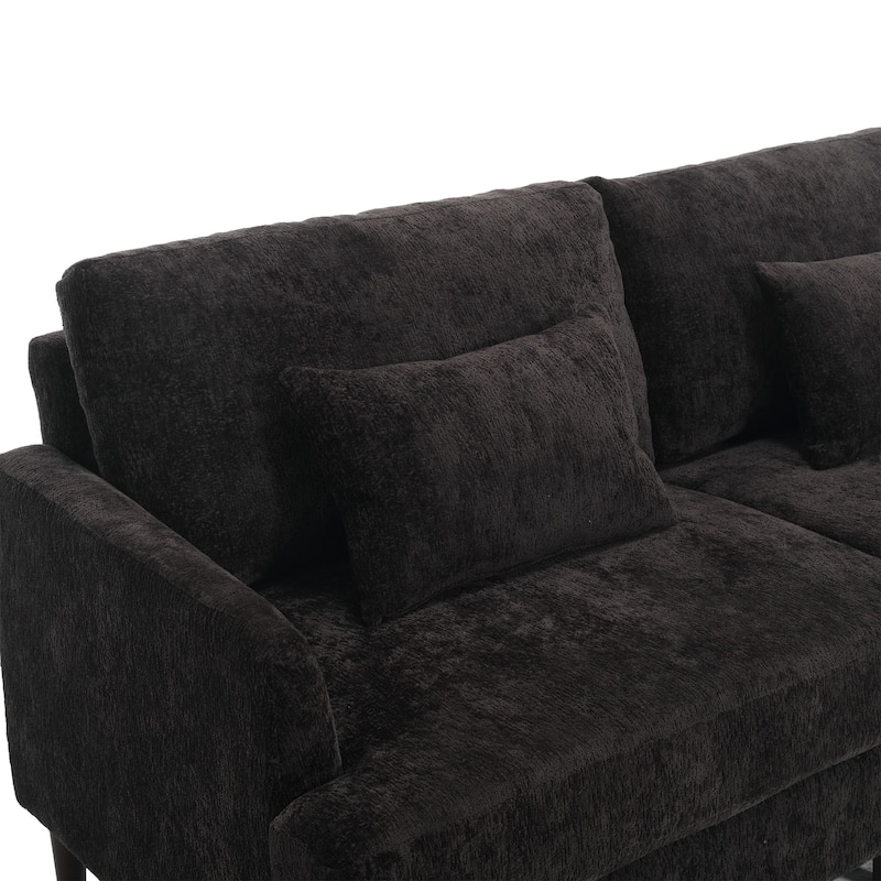 Chenille Fabric Loveseat Sofa, 2-Seater Sofa Couch with Extra Deep Seats, Upholstered Lounge Sofa with Wood Legs