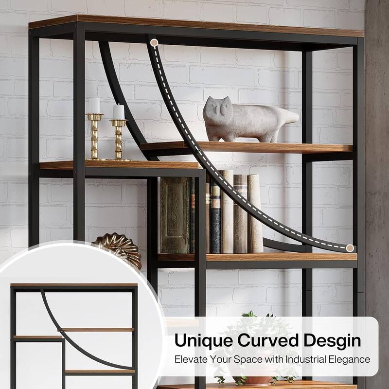 70.87'' Tall Bookshelf with Open Shelf, 9-Tier Industrial Etagere Bookcase