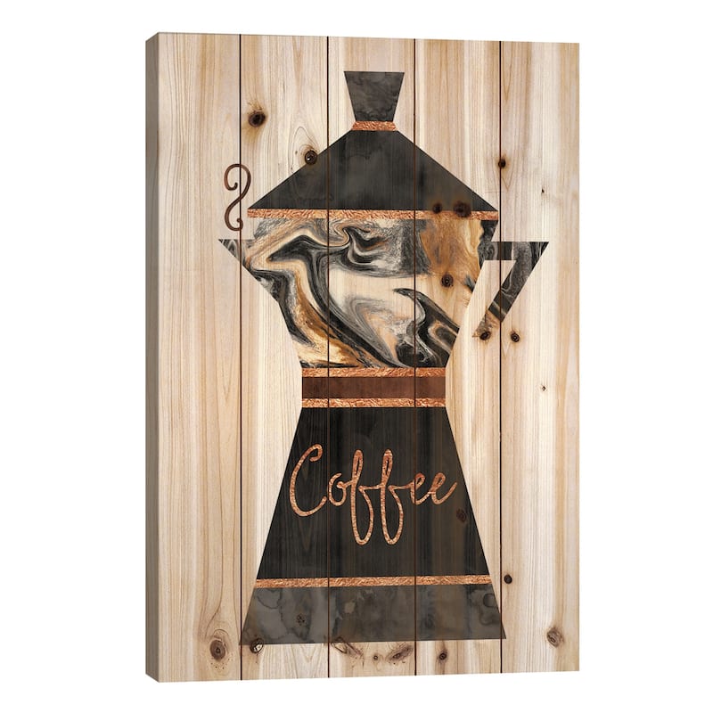 Coffee Print On Wood by Elisabeth Fredriksson - Multi-Color - 26x18x1.5