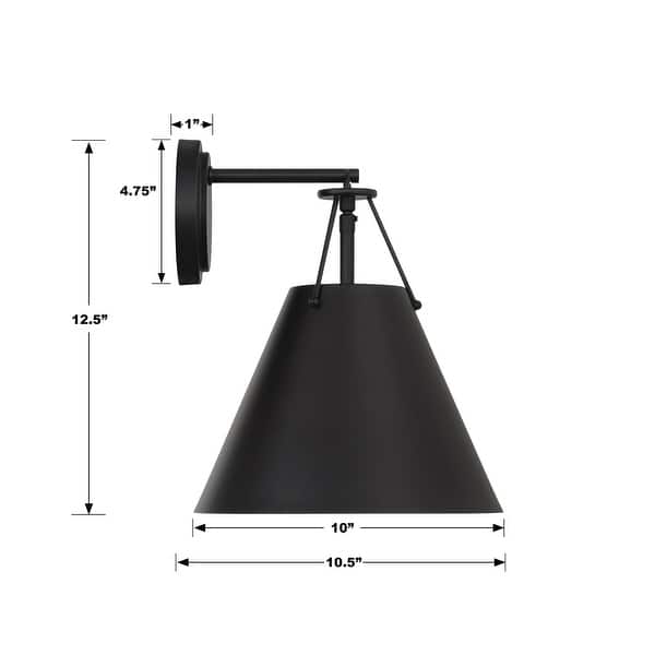 Xavier 1 Light Matte Black Sconce - 10"W x 12.5"H x 10.5"D