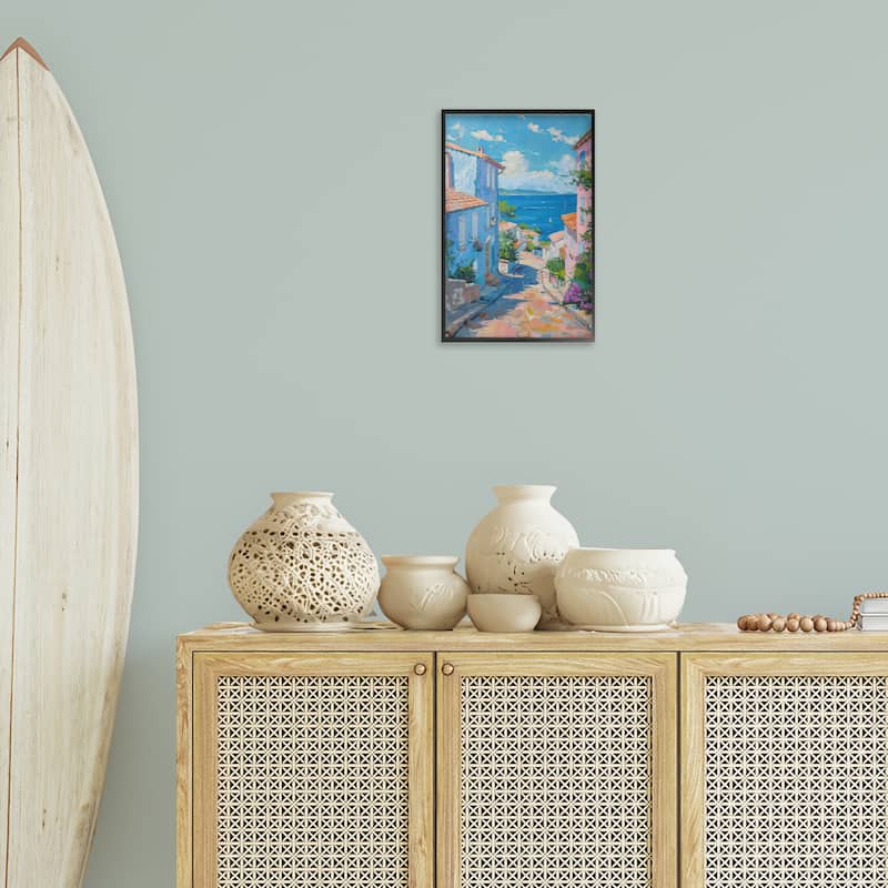 Stupell Quiet Seaside Town's Path Framed Giclee Art Design By LSR Design Studio