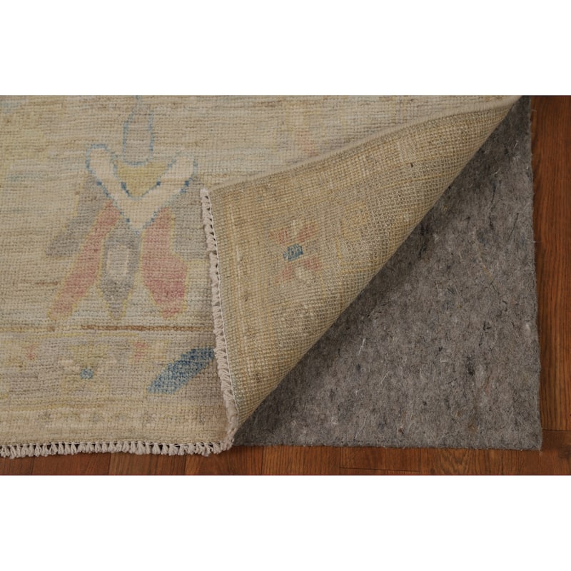 Hand Knotted Oriental 100% Wool Carpet Transitional Floral Beige & Ivories Oushak Runner Rug - 11' 9'' X 2' 9''