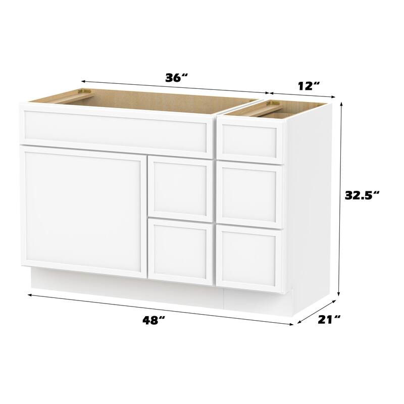 Vanity Art 48" Birch Freestanding Bathroom Vanity Cabinet without Top