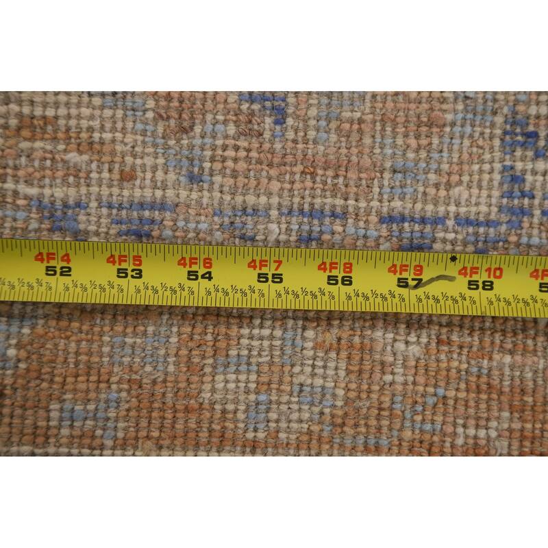 Hand Knotted Oriental 100% Wool Carpet Transitional Geometric Brown Oushak Area Rug - 3' 10'' X 2' 11''