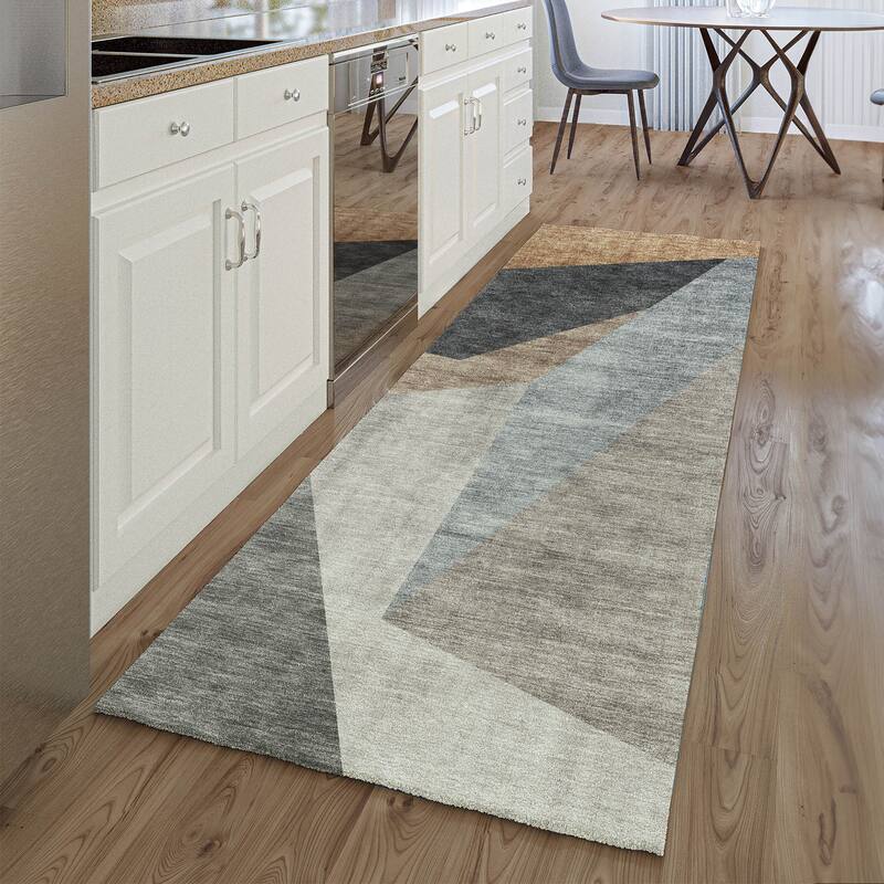 Premium Washable Super Soft Modern Deco Mayfield Rug - Taupe - 2' 3" x 7' 6" - Runner