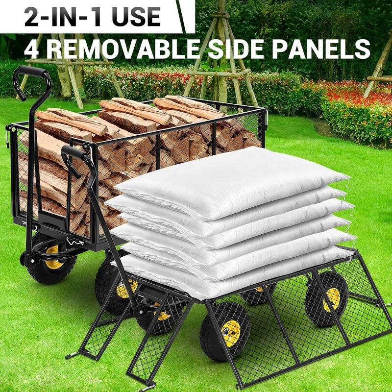 1100 Lbs Capacity Garden Wagon Carts on Wheels for Lawn Garden Yard