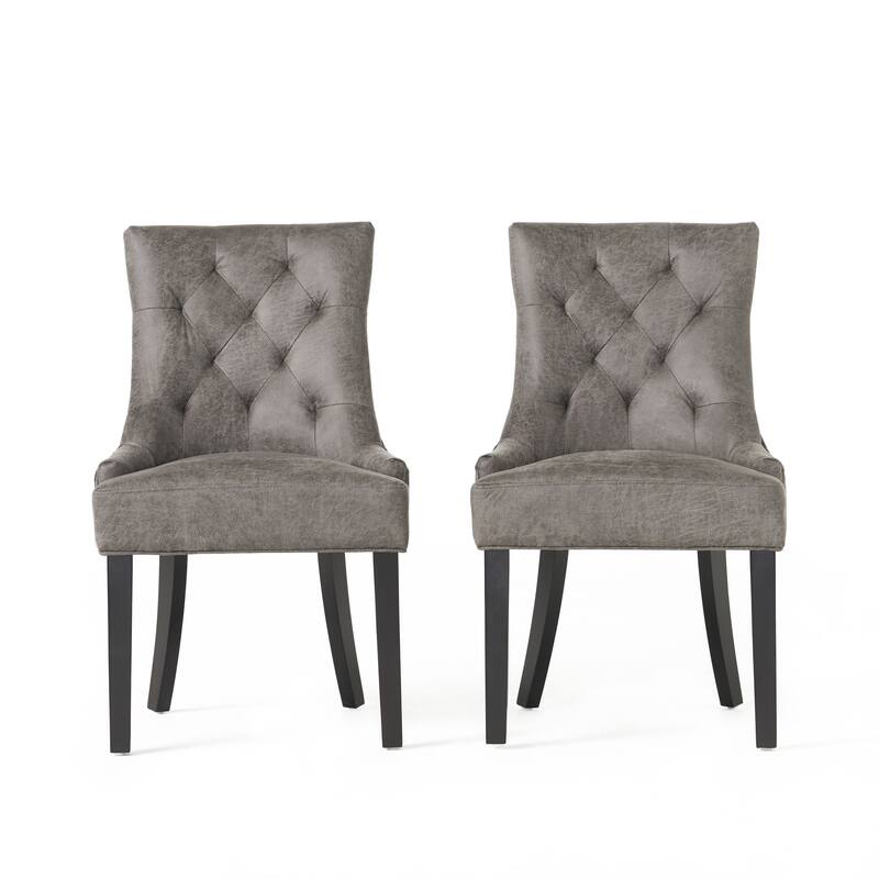 Tufted Backrest Dining Chair with Tapered Legs,Set of 2