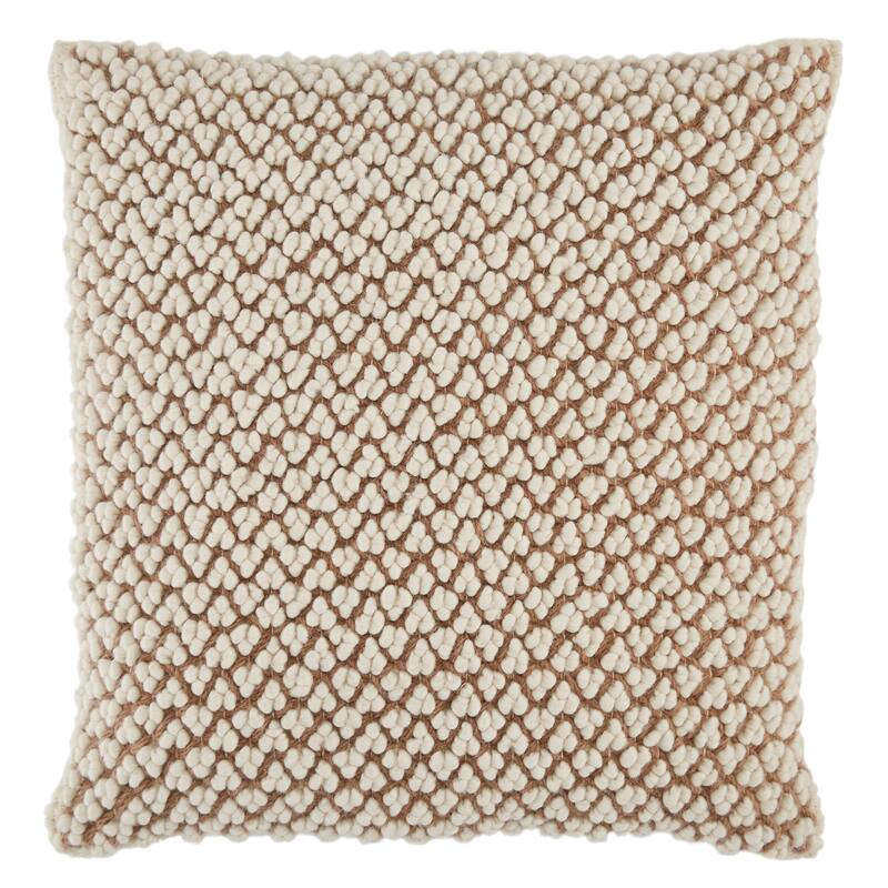 Astrid Textured Pillow - 22"X22" Polyester Fill - Ivory/Tan
