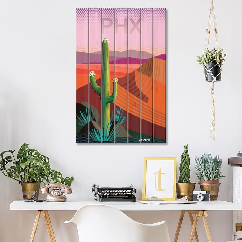 Phoenix Travel Poster II Print On Wood by Charles Harker - Multi-Color