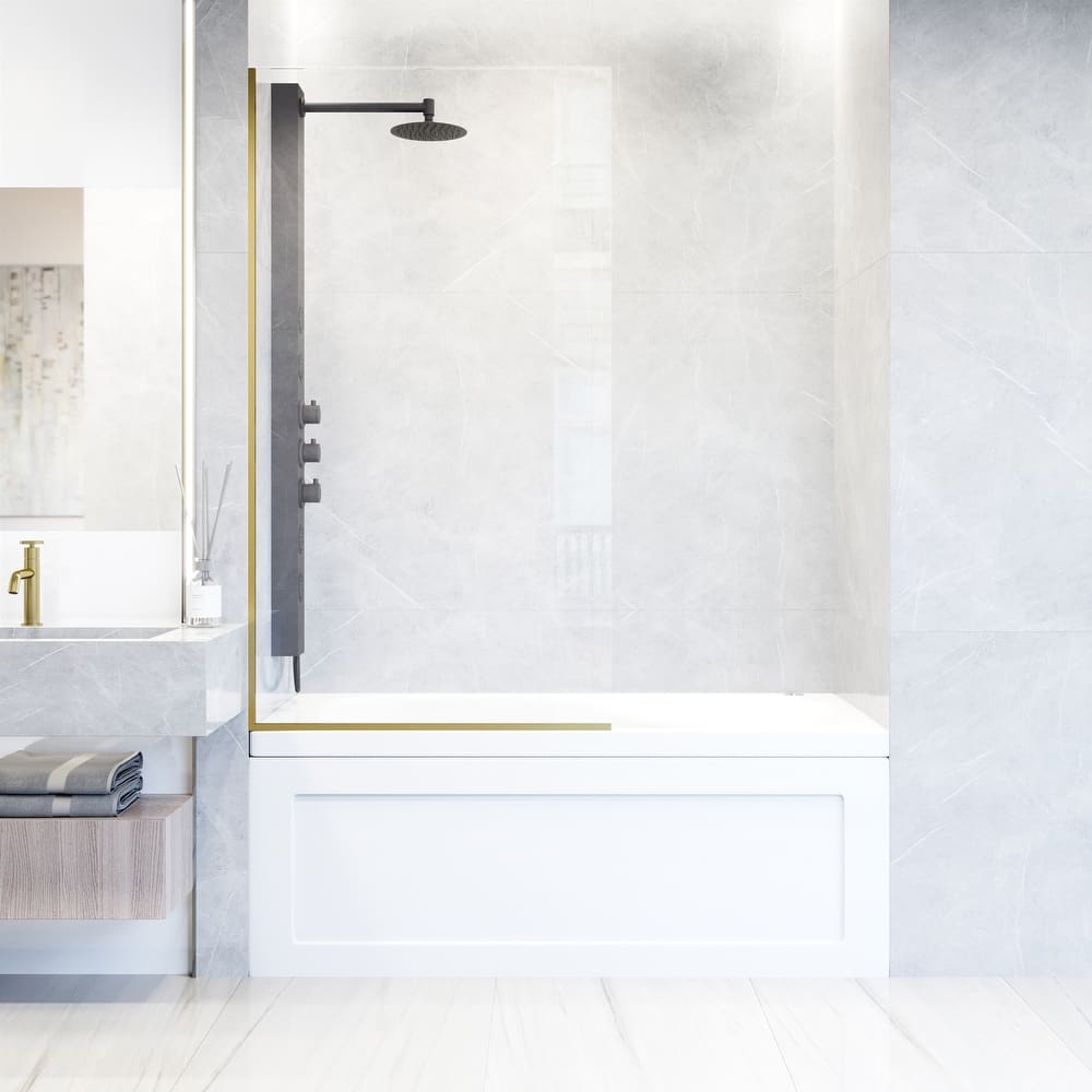 VIGO Zenith 34" W x 62" H Frameless Fixed Tub Screen Door