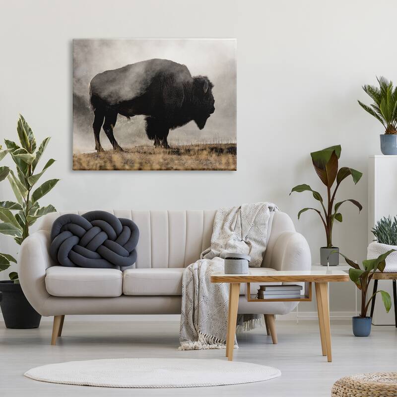 Stupell Powerful Bison Grazing Foggy Rural Pasture Photography Canvas Wall Art, Design by Danita Delimont