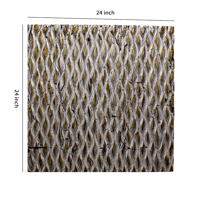 Modern Style Wooden Wall Decor with Patterned Carving, Large, Silver - 6 x 12