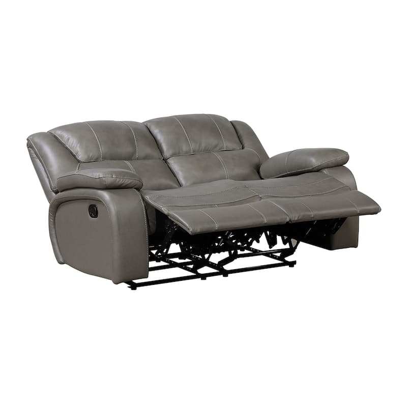 Fremont & Park Baron 65" Leather Manual Double Reclining Loveseat, Wall Hugger Design