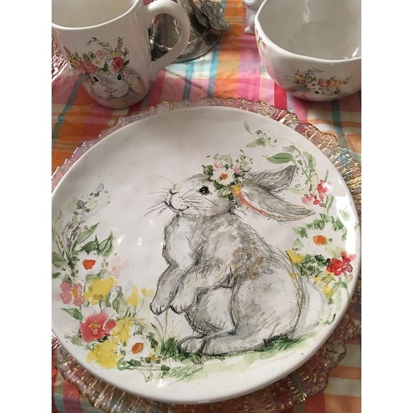 Dinnerware Set Service for 4 Multicolored Certified International 89125 Bunny Patch 16 pc