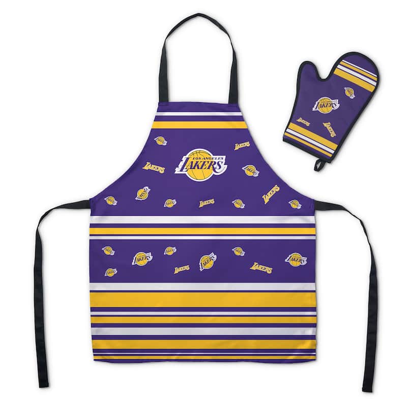 NBA Press Apron BBQ Mitt 2-piece Set - 24" x 28" - Los Angeles Lakers
