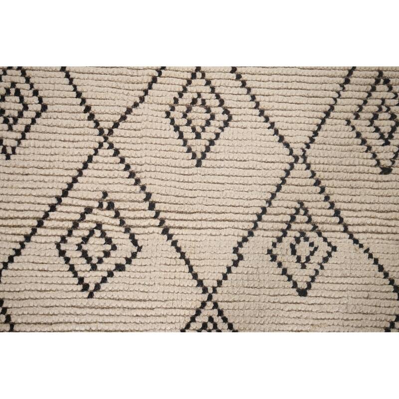 All-Over Trellis Moroccan Area Rug Handmade Wool Carpet - 5'7"x 9'4"
