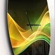 preview thumbnail 3 of 8, Designart '3D Gold Green Wave Design' Oversized Modern Wall CLock