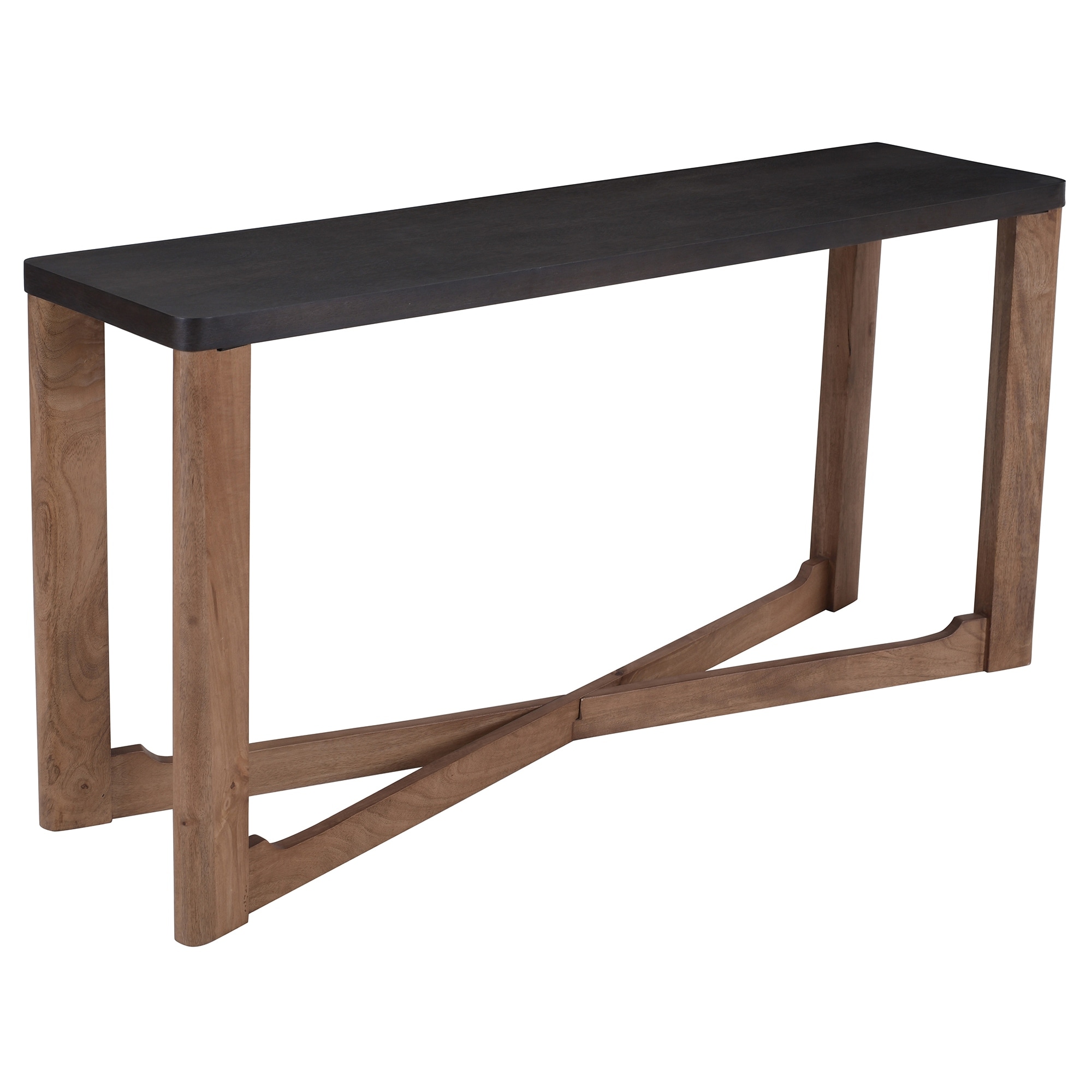 Mid-Century Modern Solid Wood/Veneer Console Table, 58" - Mocha and Walnut