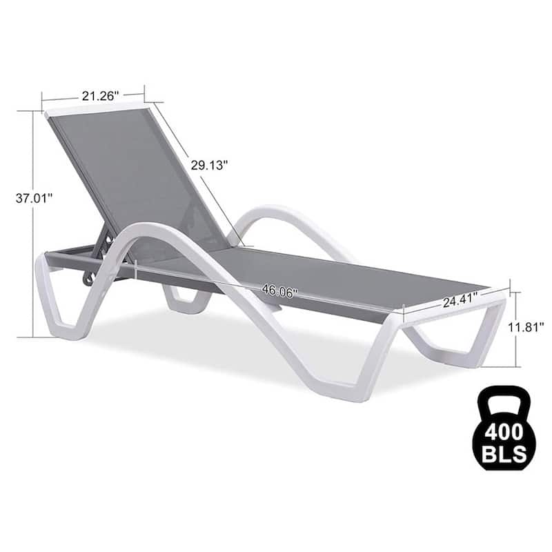 PURPLE LEAF Patio Chaise Lounge Chair Outdoor Plastic Textilene Lounger with 6 Adjustable Position for Outside Lawn Poolside