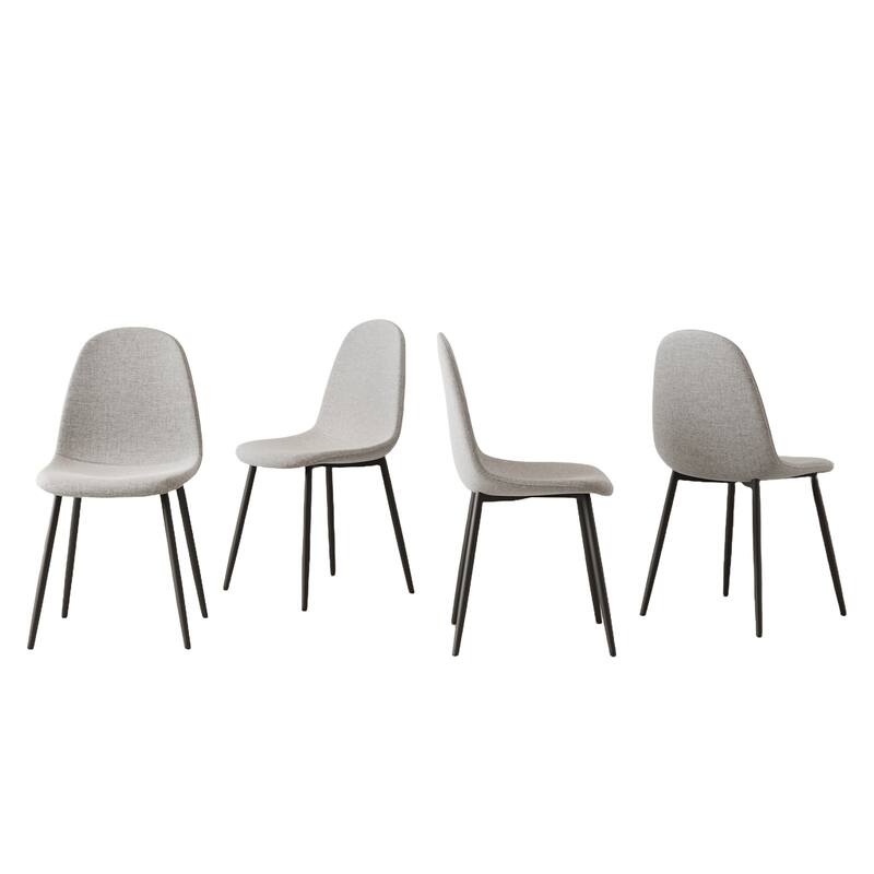 Modern Dining Chairs w/Linen Seats &Black Metal Legs,Home/Office,4 pcs