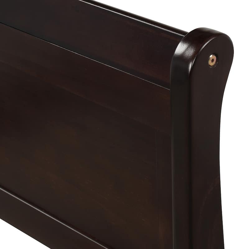Twin/Full/Queen Wood Frame Sleigh Bed with Footboard