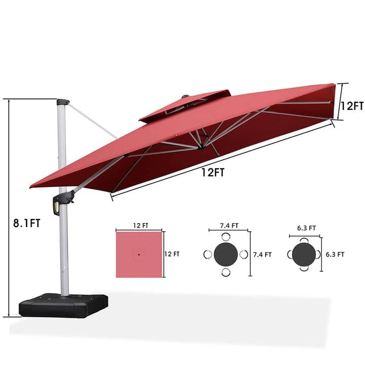 PURPLE LEAF 11 ft Square Patio Offset Umbrella