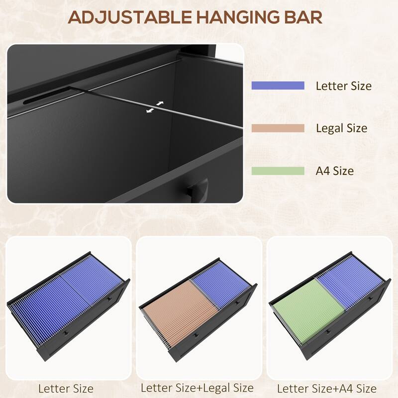 2 Drawer File Cabinet with Lock, Lateral Filing Cabinet with Keys and Adjustable Hanging Bar for Letter