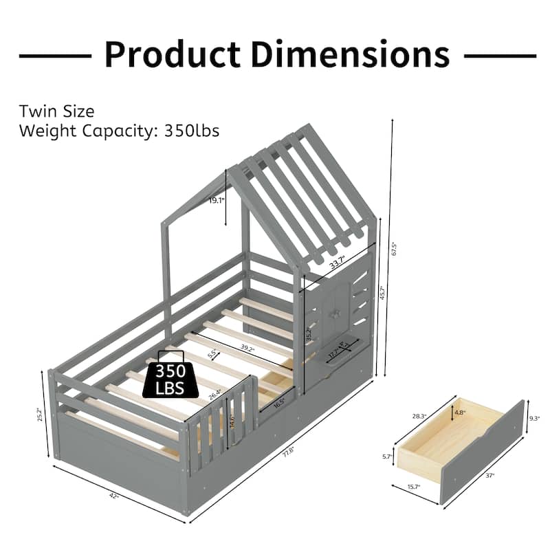 Twin Bed Frames for Kids,Twin Size House Bed