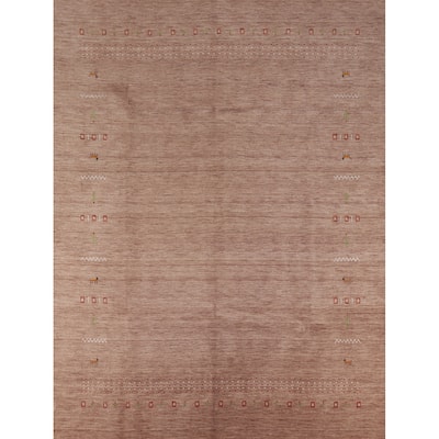 Brown Tribal Gabbeh Indian Area Rug Handmade Wool Carpet - 8'0" x 9'10"