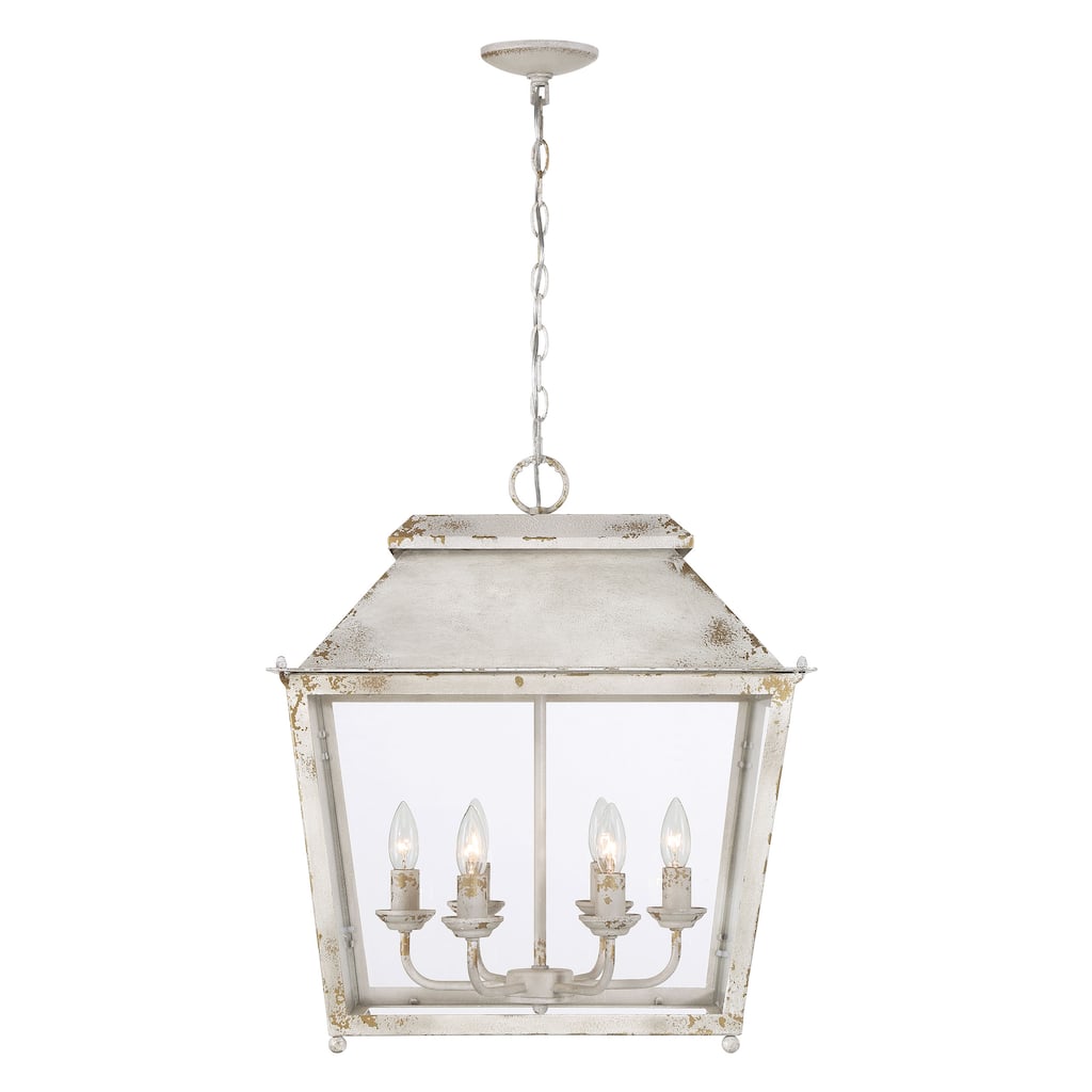 Abingdon 6 Light Pendant in Antique Ivory with Clear Glass - Black