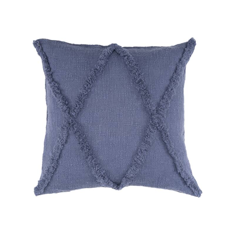 Handwoven Diamond Shag Square Throw Pillow Covers - 18" - Denim Blue - Set of 2